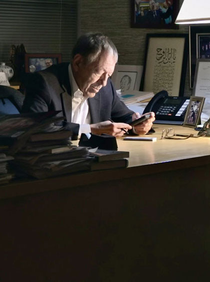 <figcaption>Irwin Cotler working into the night at the RWCHR — Photo by Abbey Neidik</figcaption>